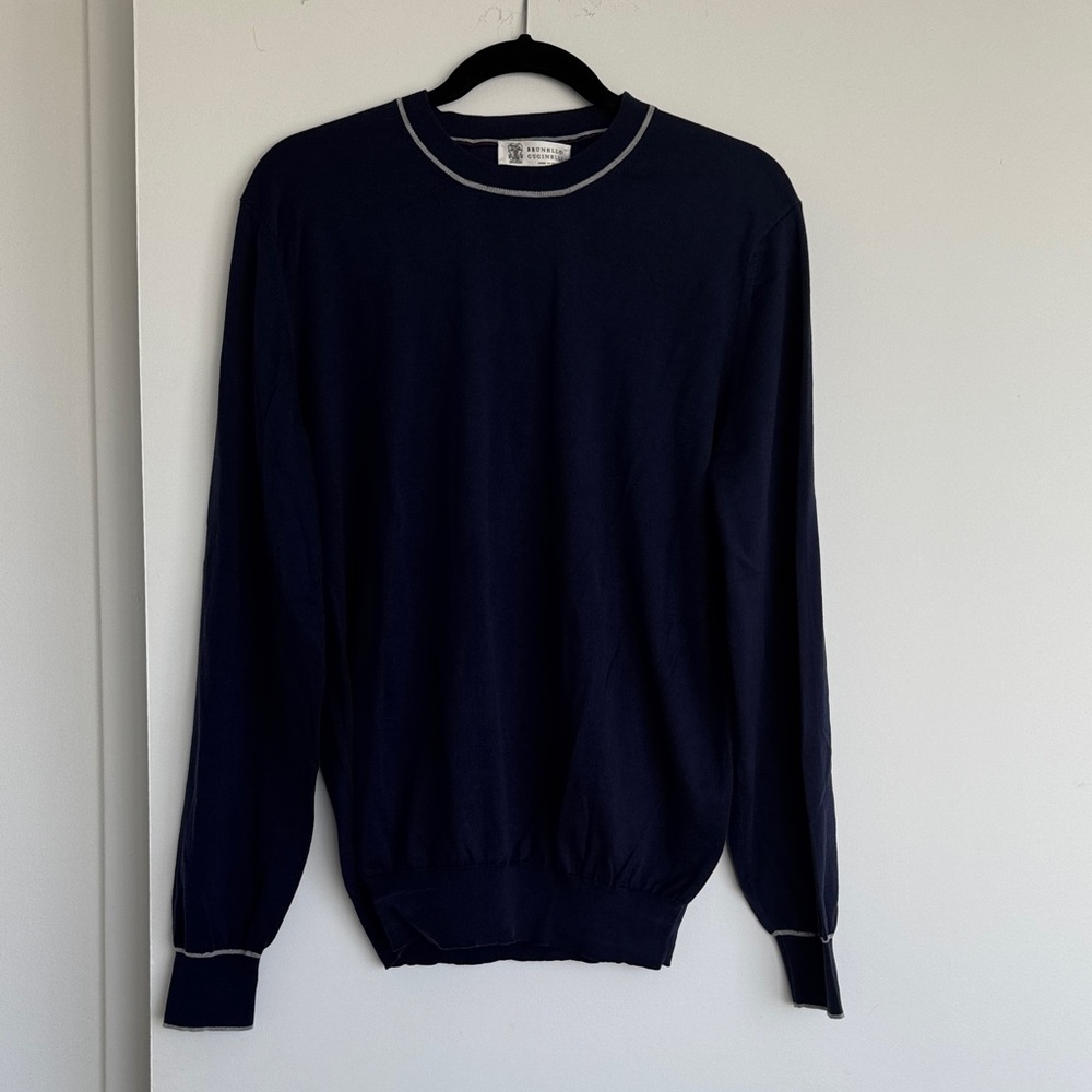 Brunello Cucinelli Blue Crewneck Sweater
